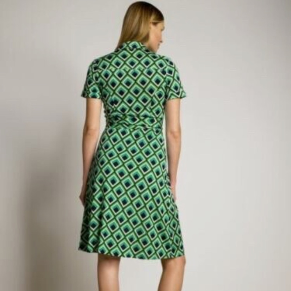 Banana Republic Silk Blend Geometric Print Wrap Dress - Picture 2 of 5